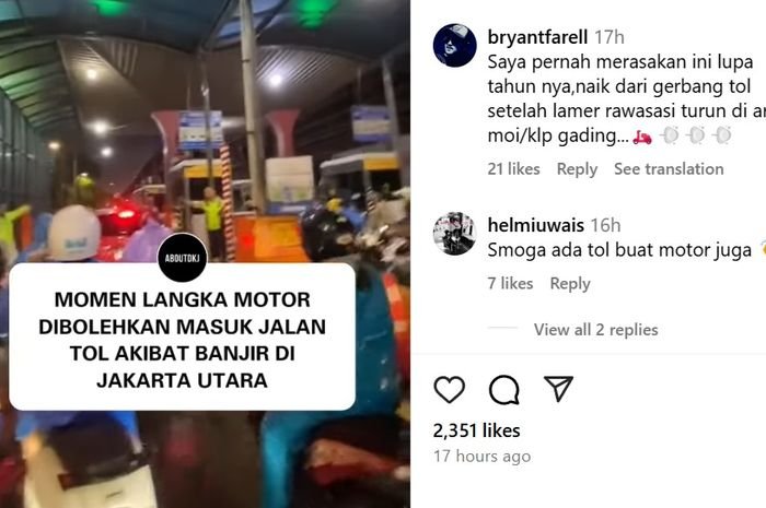 Video Pemotor Masuk Tol di Jakarta Utara Gara-gara Banjir, Begini Kata Pengamat Transportasi